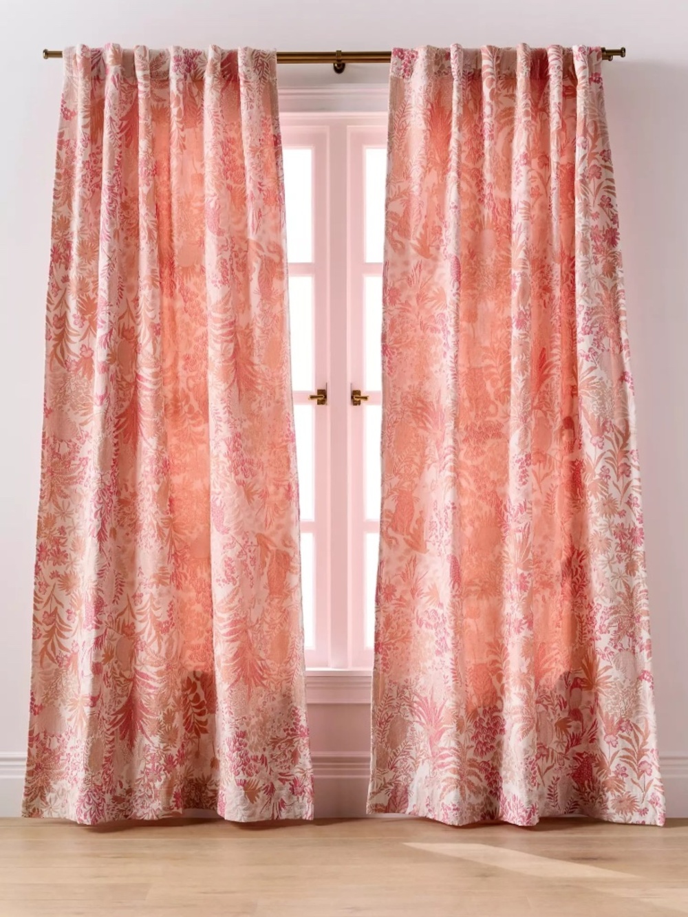 Anthropologie Kanela Woven Scenic Curtain in Blush Pink SET OF 2 PANELS 50"x84"